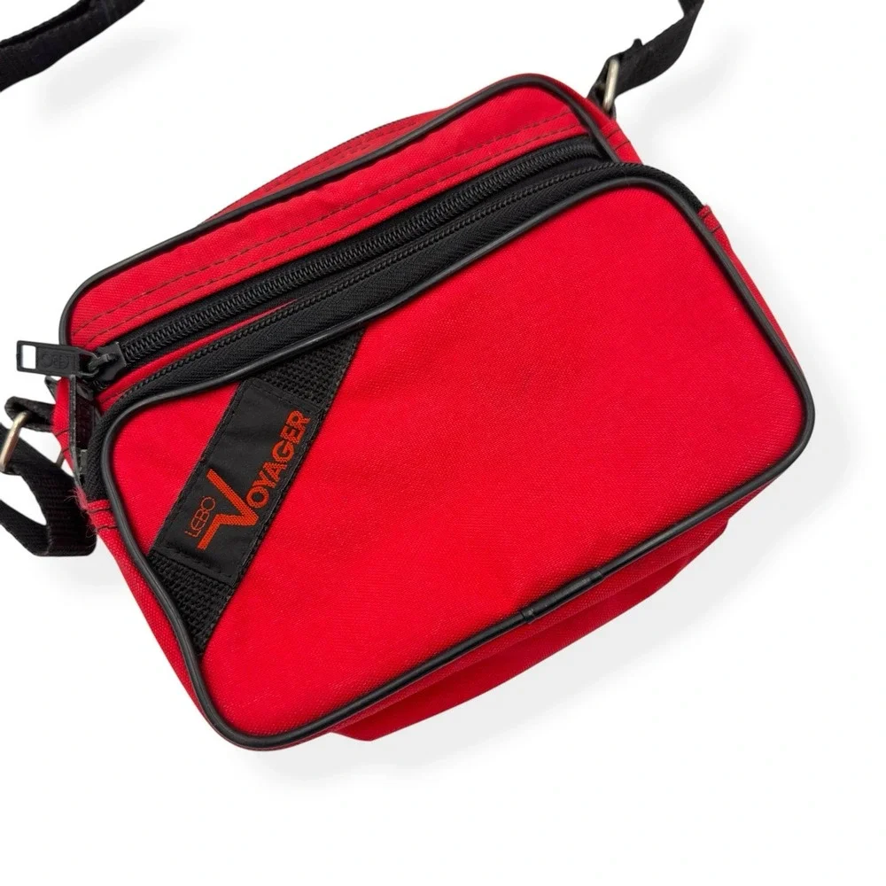 Lebo Voyager Vintage 90s Padded Mini Camera Bag Crossbody Bag Case Red